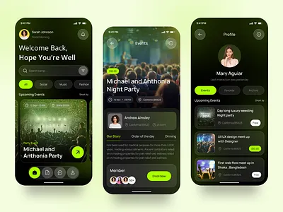 Event Management Mobile App UI/UX Design app app design booking booking app design conference organizer event application event booking app event organization event project eventappdesign illustration meetup mobiel event mobile app mobile app design online booking app party real time conference ticket ticket booking app