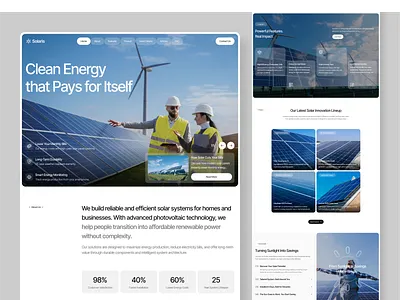 Solaris - Solar Energy Landing Page clean design eco electricity energy home landing page minimal new energy renewable energy solar solar panel solar website ui web design website
