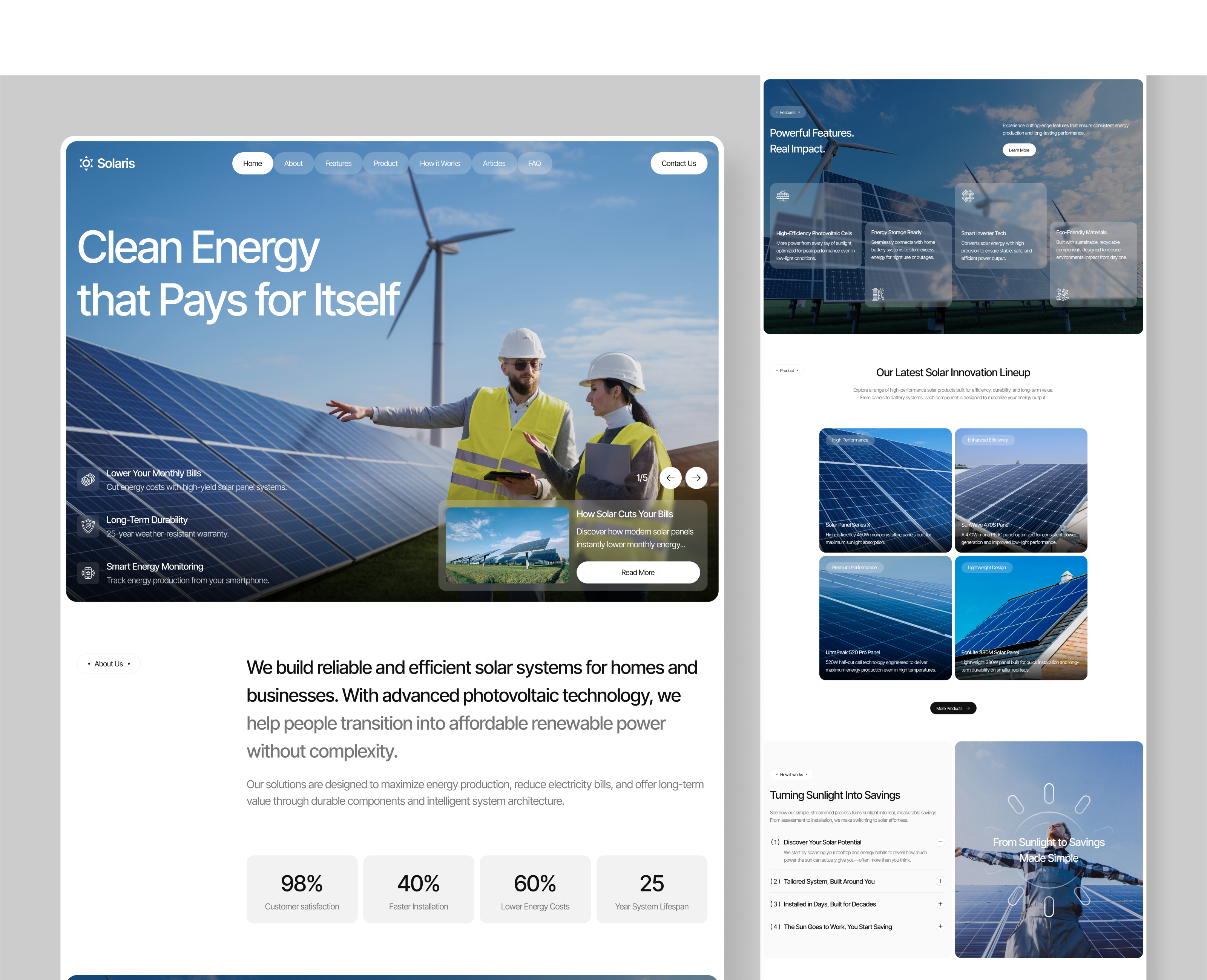 Example of Solaris - Solar Energy Landing Page