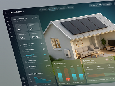 Realist - Smart Home Dashboard Design b2b business darkmode dashboard dashboardui design dribble energymonitoring home management renewable energy saas smarthome smarthomedashboard smarthomedesign smarthometechnology smarthomeui smartliving ui ux