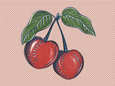 Cherry (Cherry Fresno Hot Sauce) berry cherry food fresno fruit hot sauce illustration plant retro