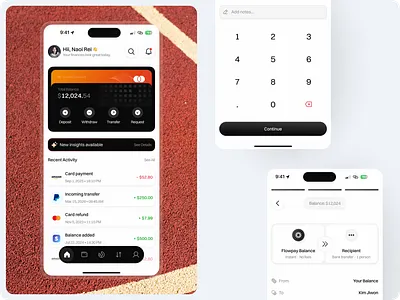 Flowpay – Mobile International Transfer Tool buy clean expenses finance financial management financial tracker income mobile app orange receive send ui ux wallet