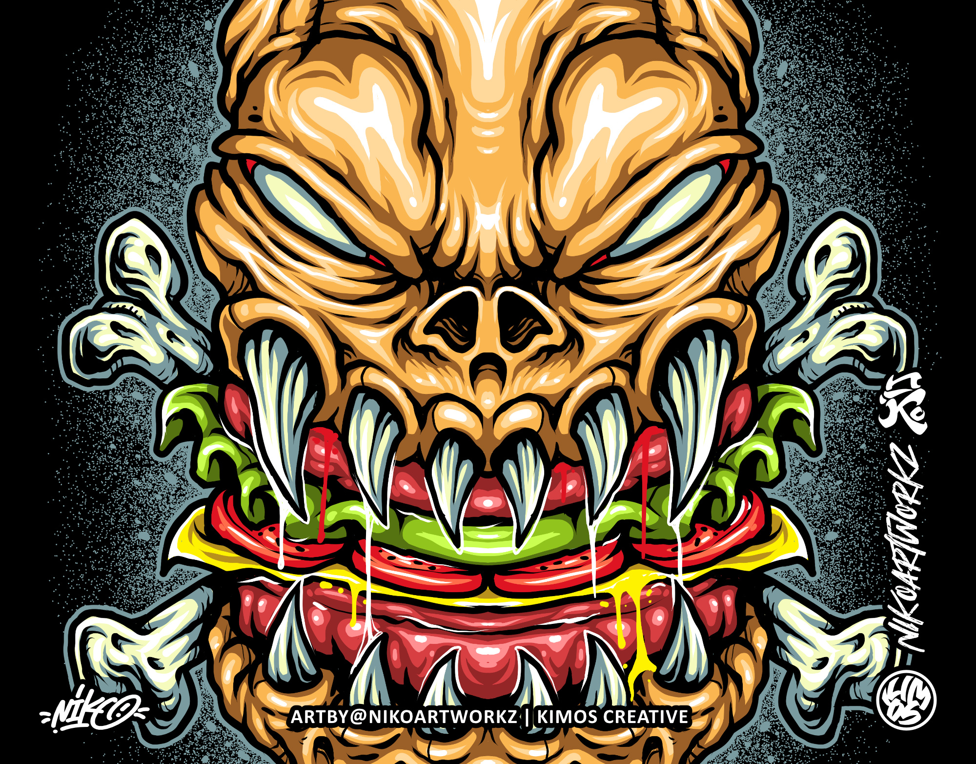 Burger Monst apparel art artwork branding clothing design digital art graphic design illustration logo merch