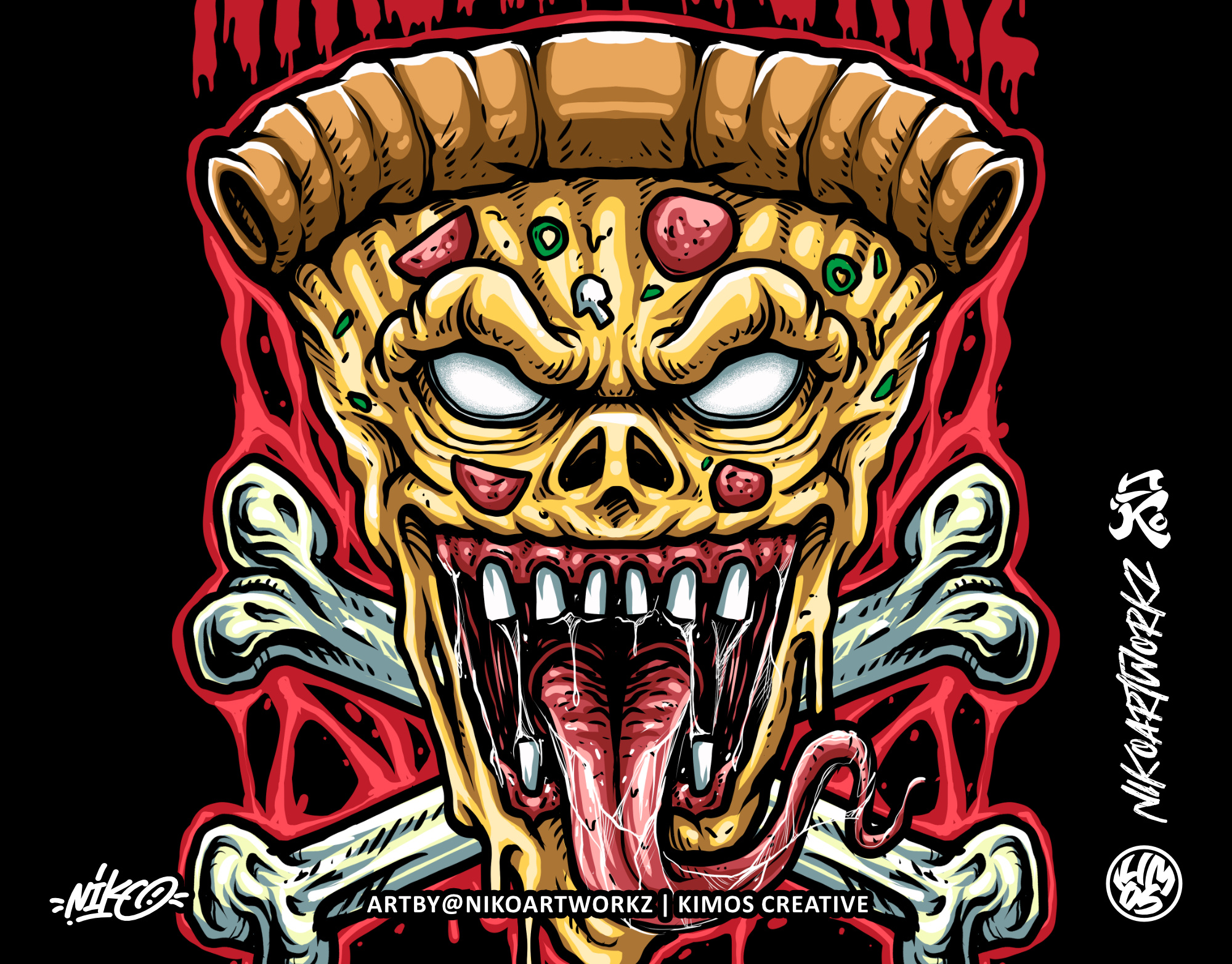 Pizza Monst apparel art artwork branding clothing design digital art graphic design illustration logo merch