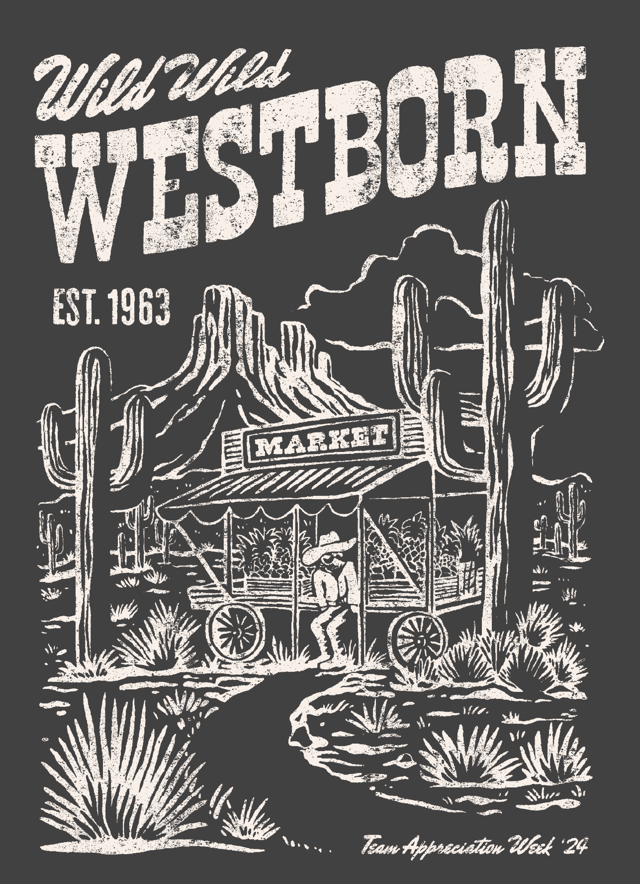Wild Wild Westborn arizona boots cactus cowboy fruit fruit stand grocery illustration linocut market mountain southern southwest stamp west wild wild west