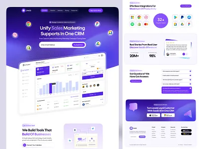Sales CRM Software - Saas Landing Page ai agents landing page ailwindcss ready ui b2b software landing page branding business automation ui crm saas ui crm software design enterprise software design framer crm concept homepage hr software illustration landing landing page modern saas interface ui uiux web design website