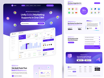 Sales CRM Software - Saas Landing Page ai agents landing page ailwindcss ready ui b2b software landing page branding business automation ui crm saas ui crm software design enterprise software design framer crm concept homepage hr software illustration landing landing page modern saas interface ui uiux web design website