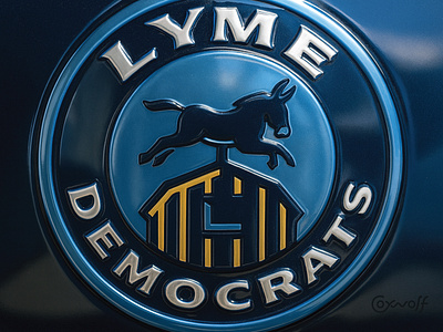 Lyme Democrats - Identity Design badge branding custom logo democrats donkey emblem farm graphic design identity illustration logo logo design logo designer logos metal political print product design rural ui