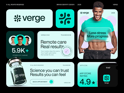 Verge™ - Logo & Brand Identity Design for a Telemed Brand brand book brand guidelines brand identity design branding branding kit creative logo design doctor full branding healthcare hospital icon logo logotype medical minimal logo modern logo telemed branding telemedicine visual identity