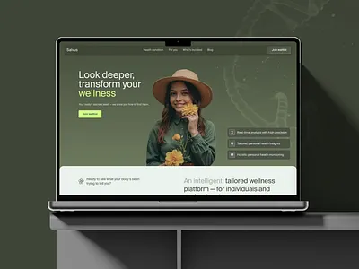Wellness website Hero Section design green ui header health tech healthcare hero section landing page minimal responsive saas trending ui web design website design wellness website wingly agency