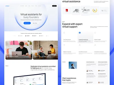Virtual Assistant Website — Homepage Design design product service startup ui ux web website