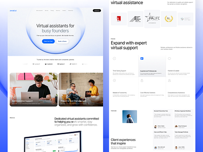 Virtual Assistant Website — Homepage Design design product service startup ui ux web website