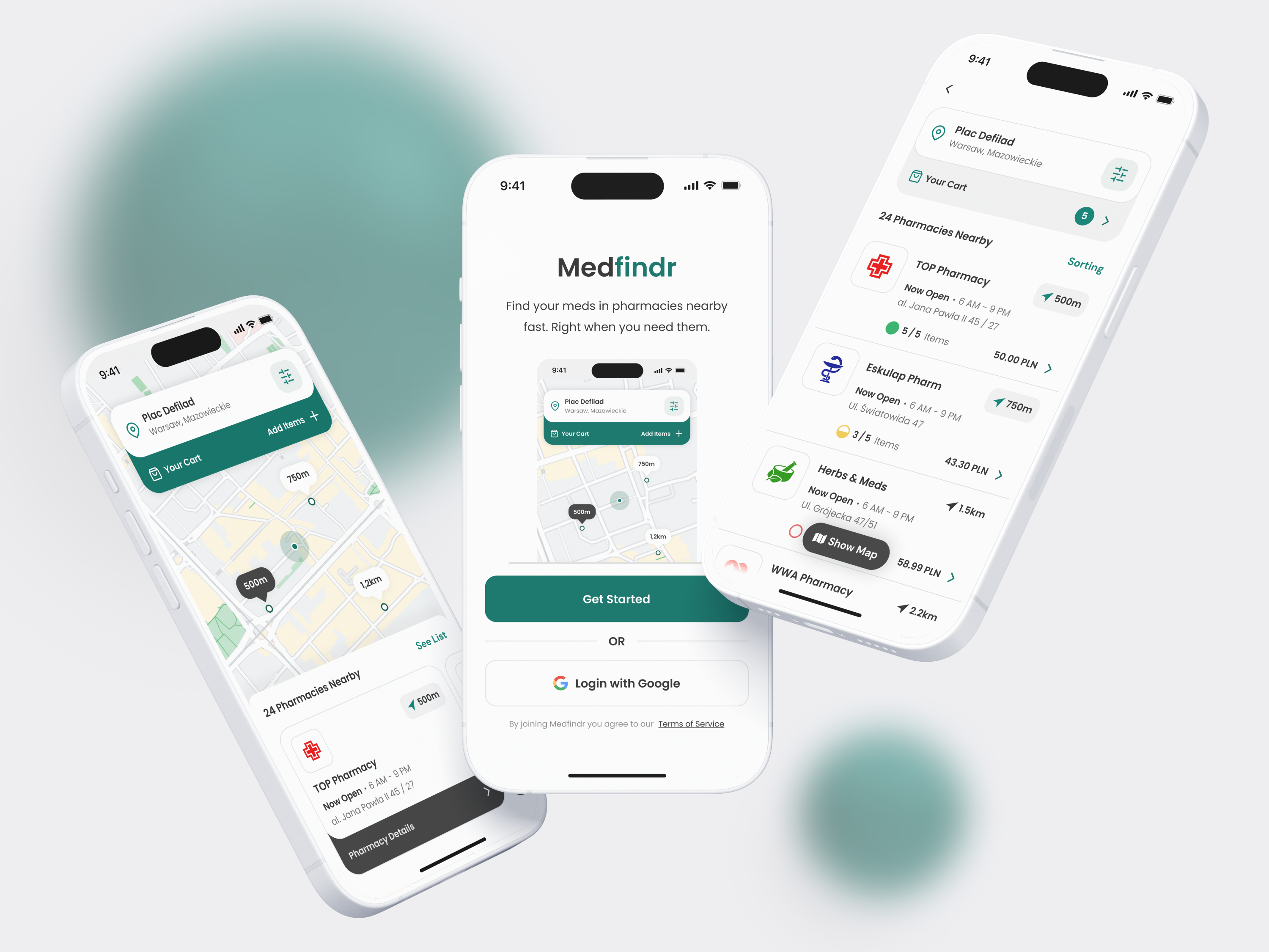 Medfindr - MedTech App Concept list ui map med tech medicine medtech minimal mobile pharmacy responsive search title screen ui ux