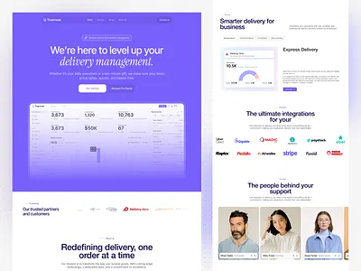 Delivery management SaaS landing page design product service startup ui ux web website