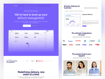 Delivery management SaaS landing page design product service startup ui ux web website