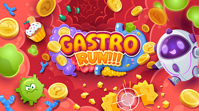 GastroRun Game Design bacteria branding character cute design food freelance game gastro illustration intestinal run stomach tract viruses