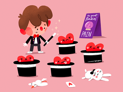 Does it all turn to pain? cartoon character color colorful cute design illustration love magic magician pain sad