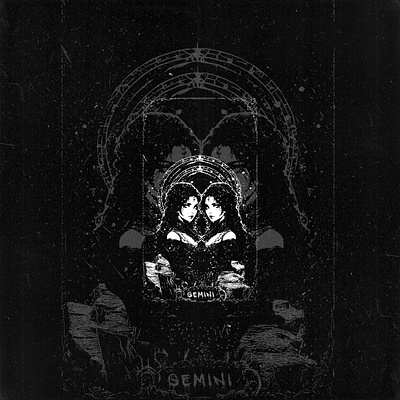mystical gemini twins art celestial celestial arches cosmic detailed border ethereal intricate pattern mirror image monochrome mystical stars supporting tags astrology symbolism twins zodiac