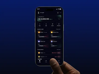 Crypto Mobile App bitcoin branding chart design crypto app cryptocurrency dark mode design design inspiration minimal mobile app design ui