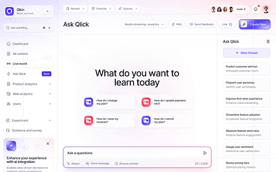 Qlick- AI Driven business intelligence platform abapplication ai business dashboard design designer intelligence trendy ui user interface ux web webapp webapps webdesign website