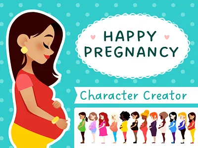 Happy Pregnancy Character Creator adobeillustator art cartoon character creator cute design gift idea girl graphic design illustration portrait creator pregnancy pregnancy celebration scene creator vector