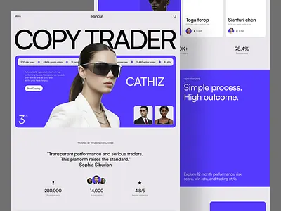 Fintech UI - Modern Copy Trader Landing Page for Pancur bold design exploration finance fintech invest investing investment investor landingpage minimalist modern professional swiss trader trading ui uidesign ux website
