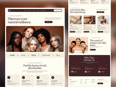 Discover Your Natural Radiance — Skincare Homepage UI 3d animation branding design figma graphic design illustration logo motion graphics typography ui ux vector