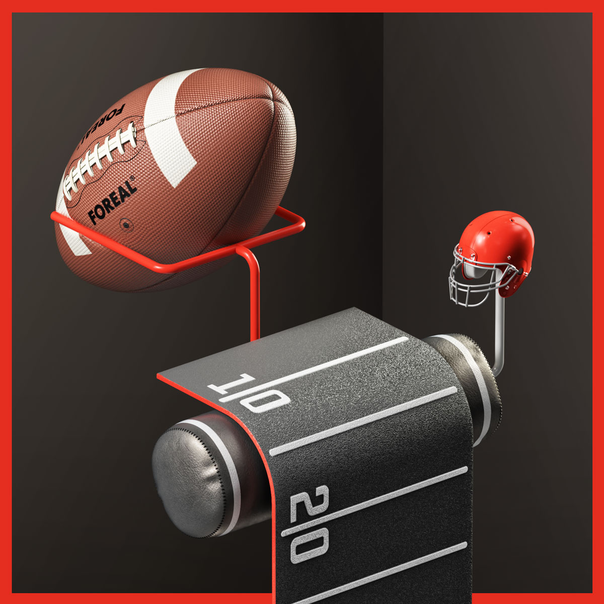 Football 3d branding cgi character design football foreal graphic design illustration logo