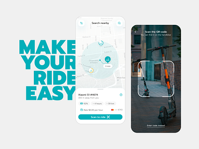 Scooter Rent Mobile App UI accent app branding clean color design figma flat graphic design interface ios map minimalistic mobile rent scooter screen sketch ui ux