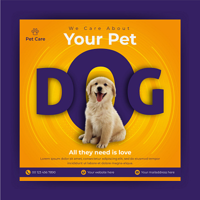 Pet care social media design template ads ads design branding business corporate design dog dog adop facebook post graphic design instagram post logo pet pet care post post design social media social media ads template