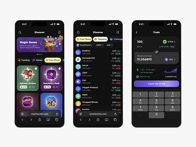 Crypto Gaming Hub — Dark Mobile UI app crypto design exchange game market mint mobile nft simple ui ux