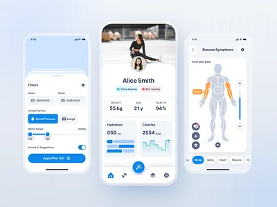 FitMetric Fitness App android design fitness fitness app healthtech illustration ios mobile app mobileui track fitness trending uxdesign workoutapp