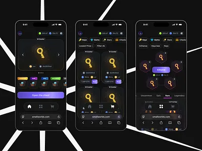 Web3 Gaming × Fintech — Mobile UI app claim design exchange fintech mobile nft shop simple ui ux web3