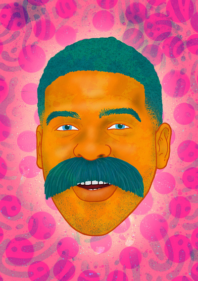 Galley of Mo bold colors creative portrait digital illustration digital painting expressive portrait hand drawn portrait handmade style illustrative portrait kola bokinni modern portrait art movember mustache observational drawing portrait artwork portrait drawing procreate artist procreate portrait psychedelic illustration sketchy texture textured drawing