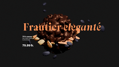 Dark chocolate 3d blender 3d chocolate defined style elegant ui good luck prompting typography