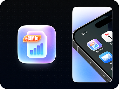 eSIMfo App Icon - Logo app app icon branding data design esim grad= graphic design illustration internet logo mobile sim typography ui vector