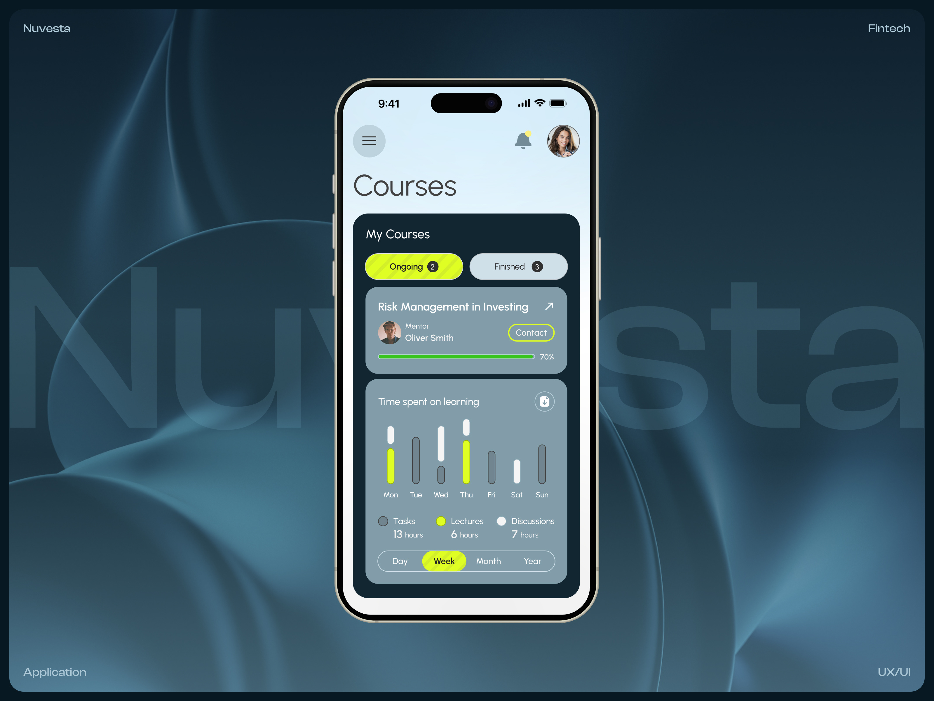 Stock Investment App - Learning Dashboard analytics application courses dashboard data fintech investment learning platform stocks trading ui user interface ux uxui web webapp