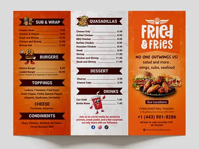 Modern Fast Food Menu Design branding burger menu design fast food menu food brochure graphic design logo menu design modern menu professional menu design restaurant branding restaurant menu tri fold menu wing menu design