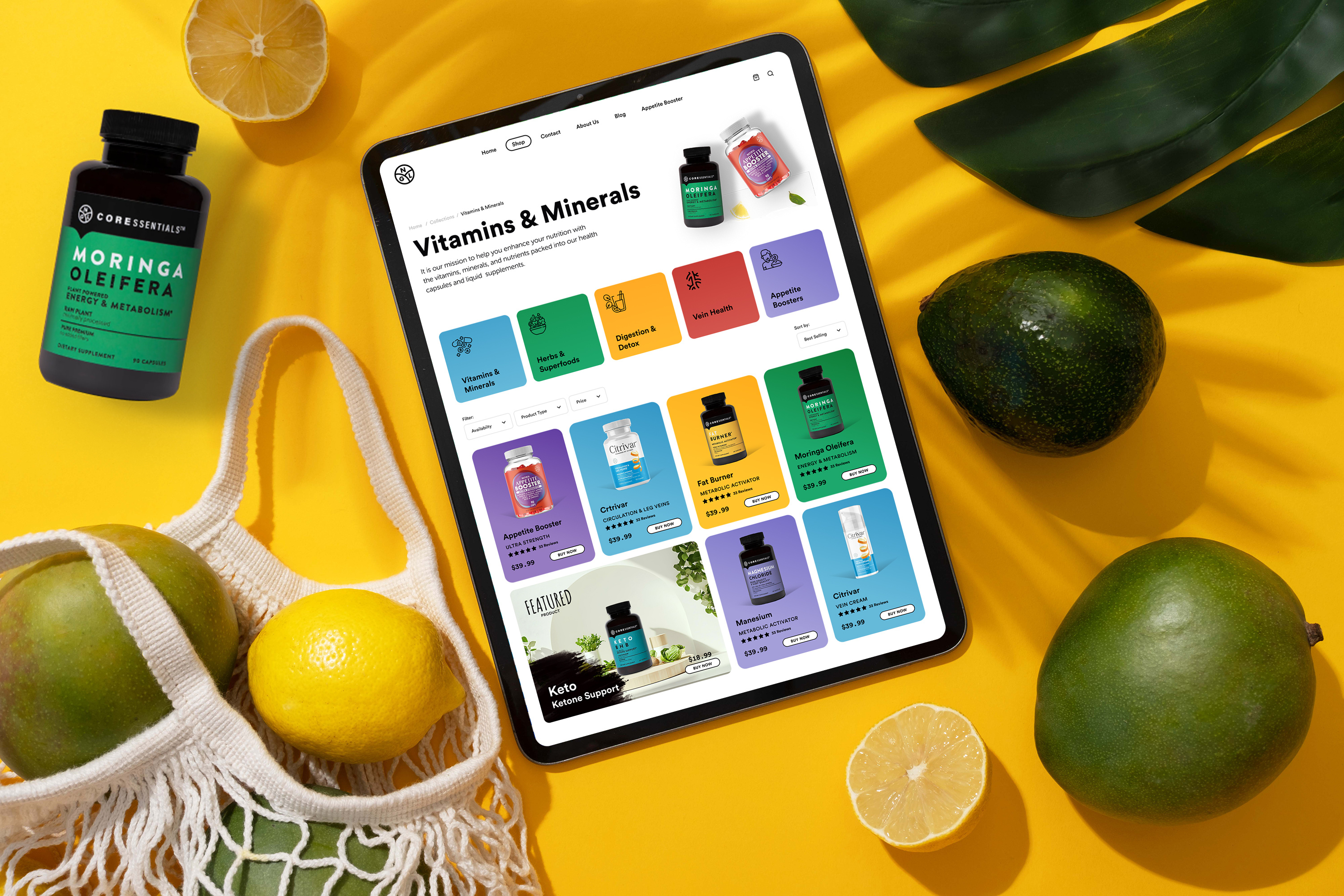Responsive eCommerce Website for Food Supplement adult development ecommerce food fruits health kids landing page lifestyle medical minerals shopify store supplement ui vitamin web design website design woocommerce