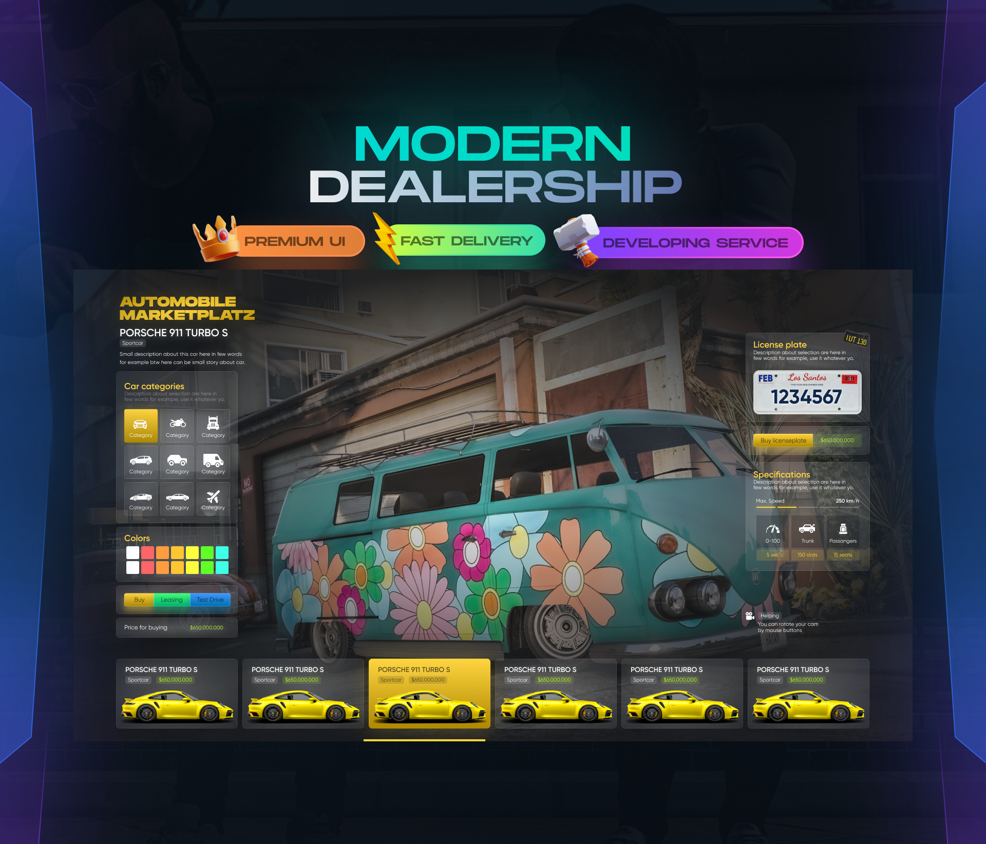 Dealership x FIVEM altv design f fivem ragemp rdr2 ui