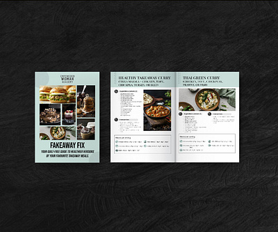 Healthy Recipe Ebook Design: Fakeaway Fix adobe indesign canva design cookbook design design inspiration digital cookbook ebook design editorial design fitness coach design food photography healthy recipes indesign layout layout design meal plan design meal prep guide modern layout nutrition guide pdf design publication design recipe ebook wellness design