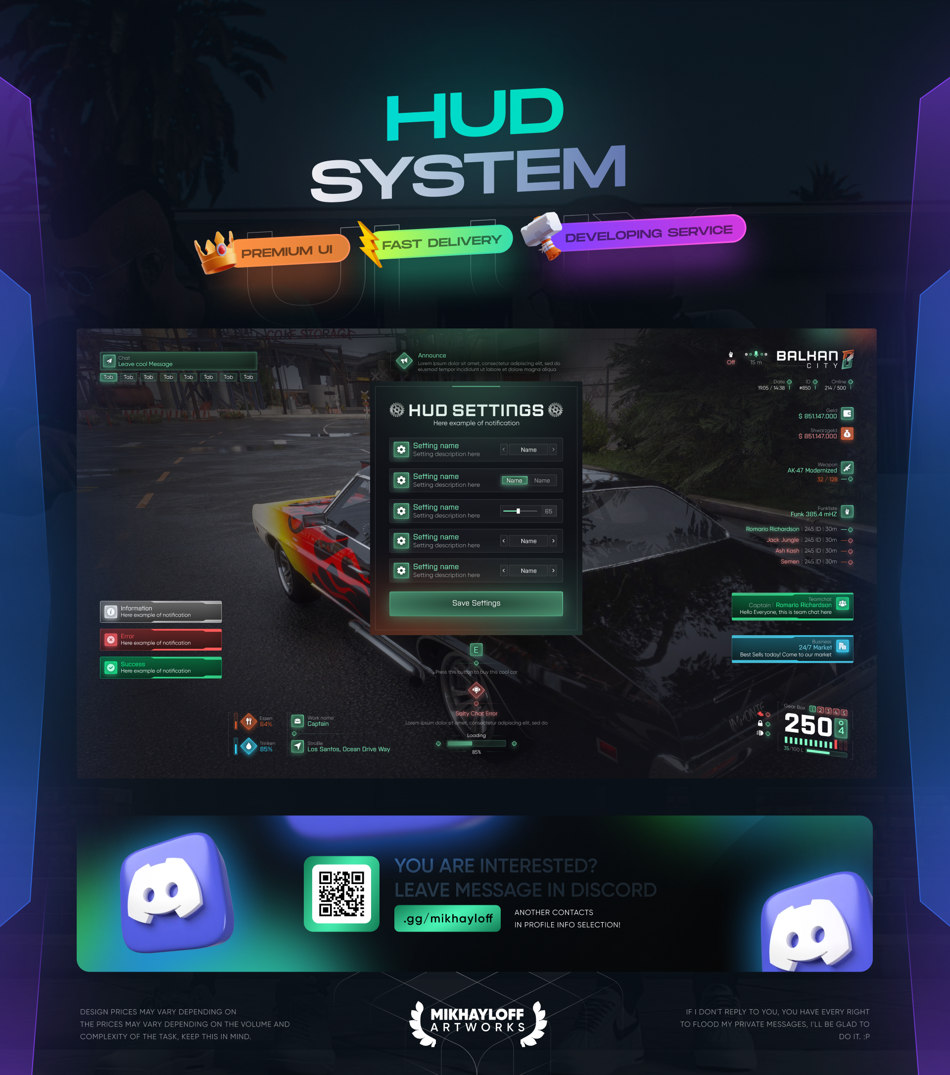 HUD for FIVEM altv design fivem hud ragemp rdr2 ui