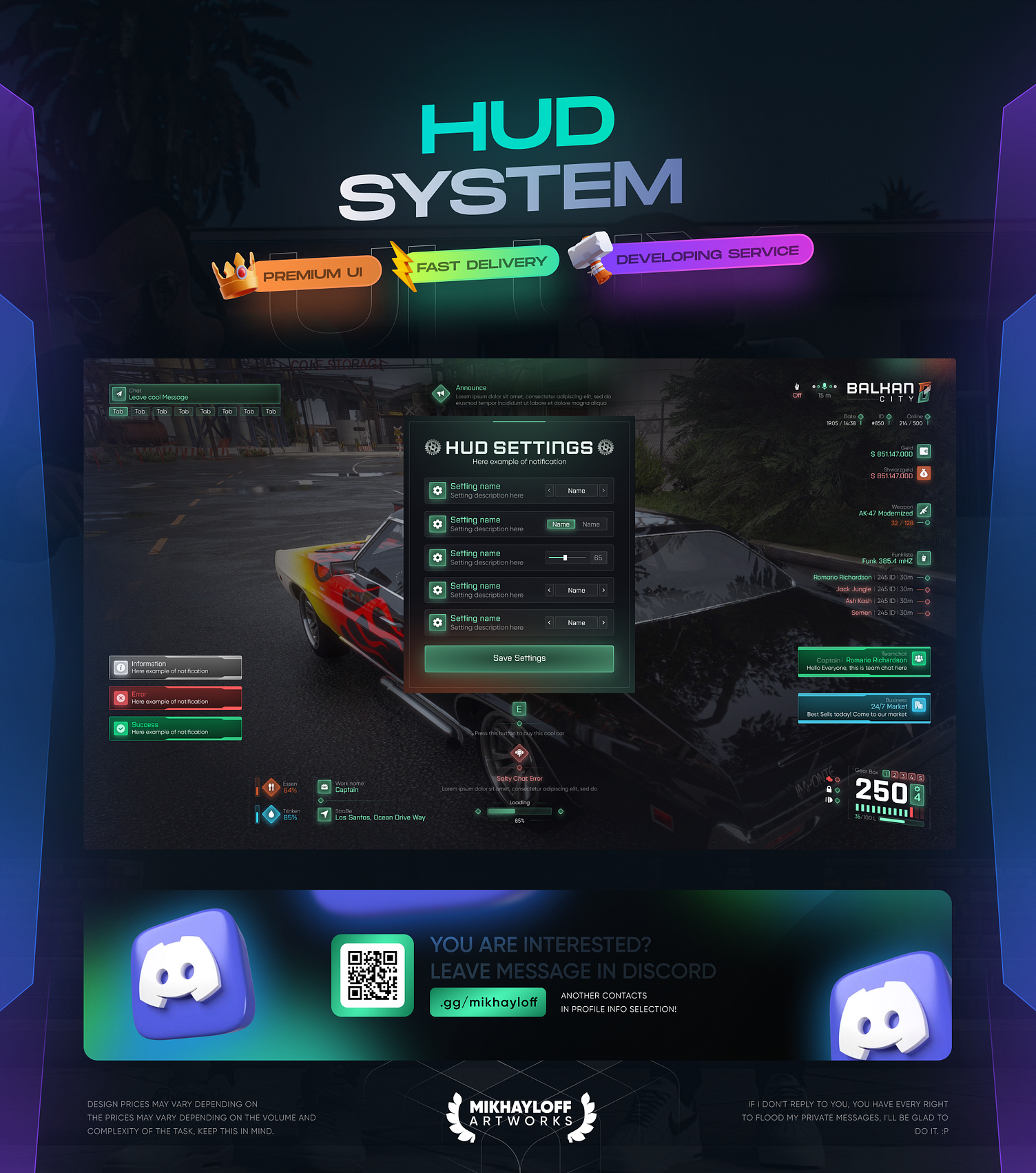 HUD for FIVEM by Mikhayloff Artworks UI/ux on Dribbble