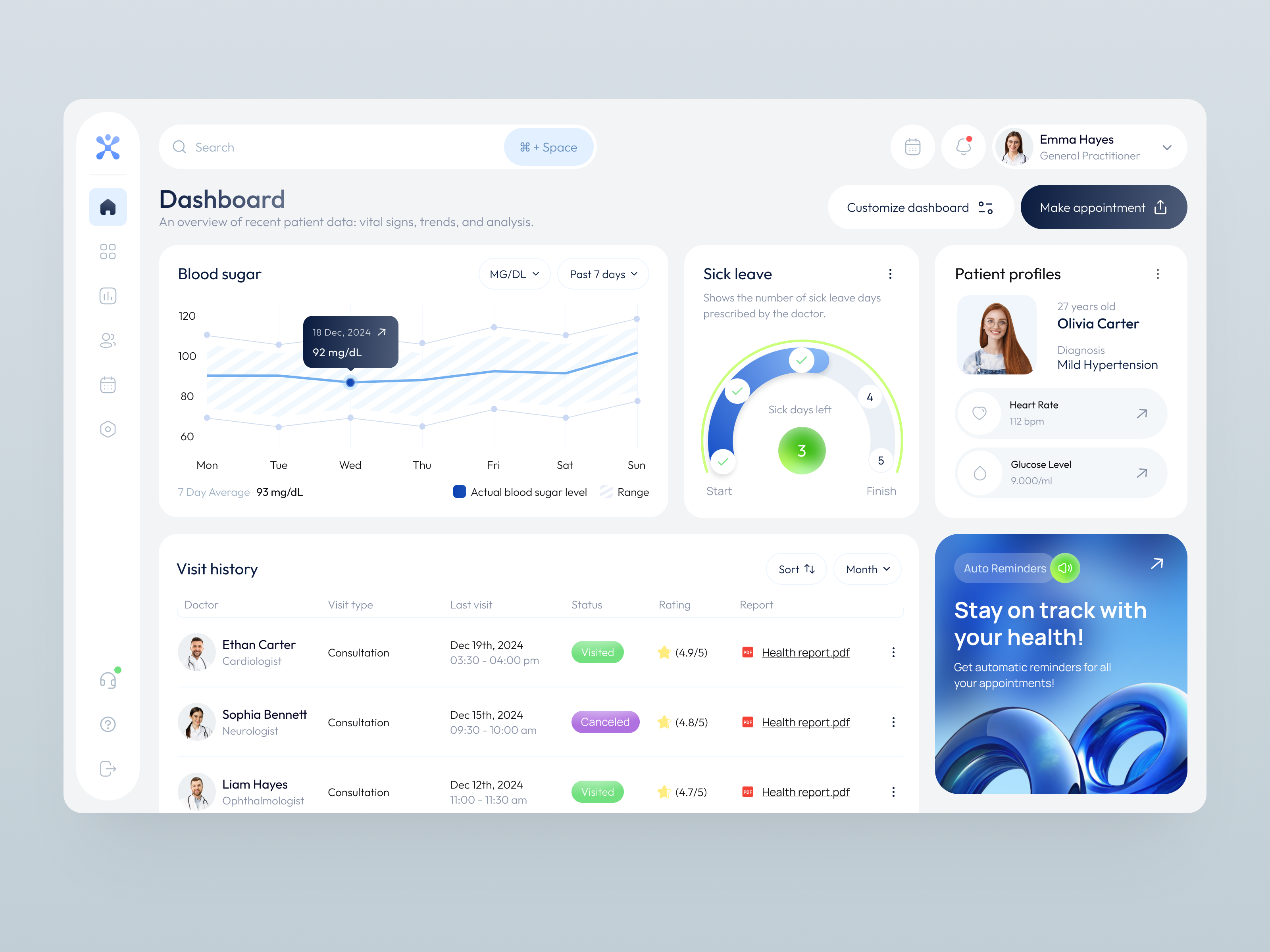Dashboard for Healthcare Dashboard design interface product service startup ui uiux ux web website