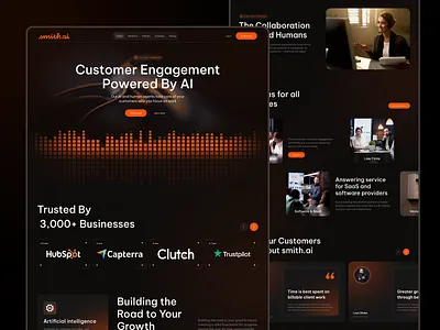 Smith.ai - AI Receptionist Landing Page ai ai assistant ai receptionist ai receptionist landing page business website clean ui landing page modern ui saas saas landing page ui virtual reception web design website