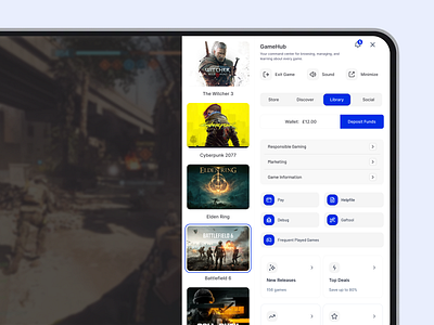 Game Hub - Early Experimental app concept design interface product ui ux