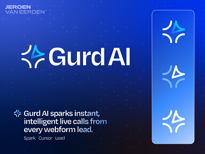 Gurd AI - Logo Design agent ai arrow automate branding call create creative logo cursor gurd jeroen van eerden lead live logo modern logo point spark star technology visual identity