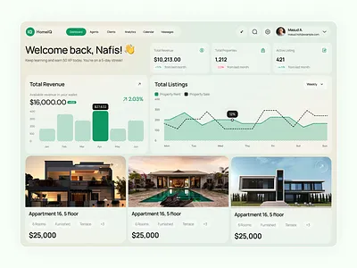 AI Real Estate Dashboard dashboard dashboard design estate home search house properties property management real estate admin real estate agency real estate dashboard real estate ui design rent sell web app web app design web apps web design