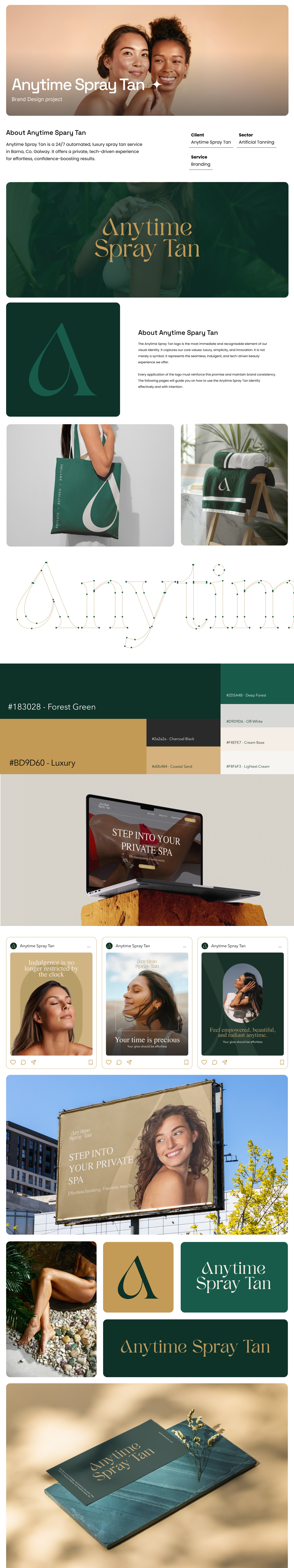 Luxury Beauty Brand Identity — Anytime Spray Tan brand design brand guidelines brand identity branding design graphic design illustration illustrator logo logo deisgn ui ux vector web design