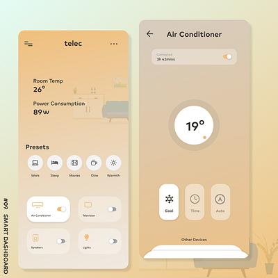telec- Smart Dashboard Application air conditioner app dashboard design smart dashboard smart ui ui ux